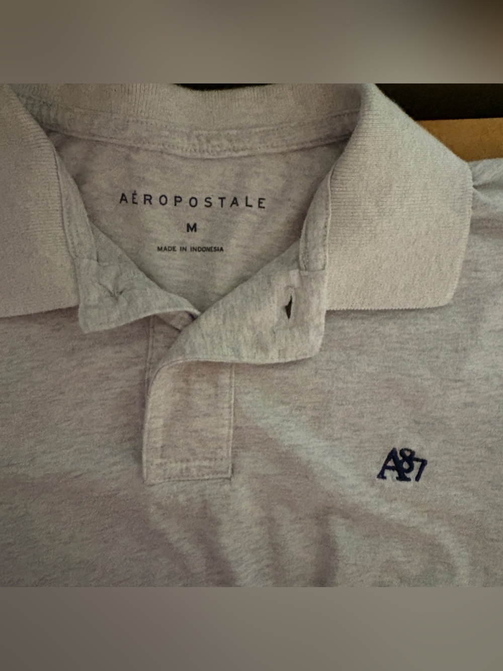 Aeropostale Light Gray Polo Shirt with Navy Logo